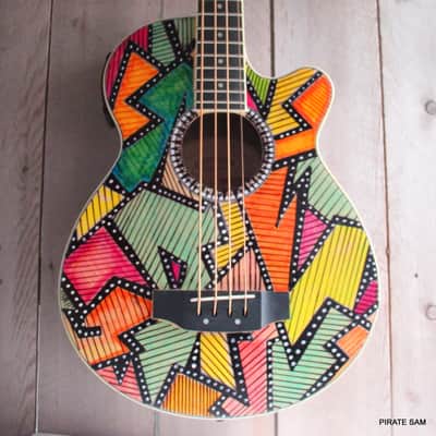 Washburn AB5K Custom Art 4-String Acoustic Bass "The Puzzle Factory " w /gig bag image 2