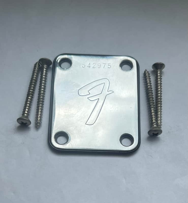 1974 Fender 4 Bolt Neck Plate for Telecaster / Precision Bass / Mustang - Chrome image 1