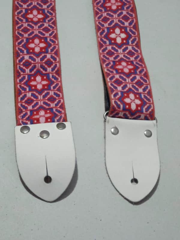 Tom's Vintage Straps made in France Ace style flower red blue & white image 1