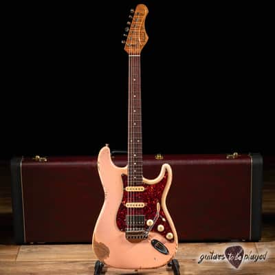 Shabat Lynx HSS Alder S-Style w/ Flame Roasted Maple & Rosewood – Shell Pink image 1