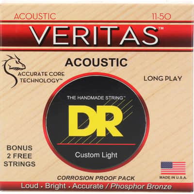 DR Strings VERITAS™ - Uncoated, Accurate Core Technology Acoustic Guitar Strings: Custom Light 11-50 image 3