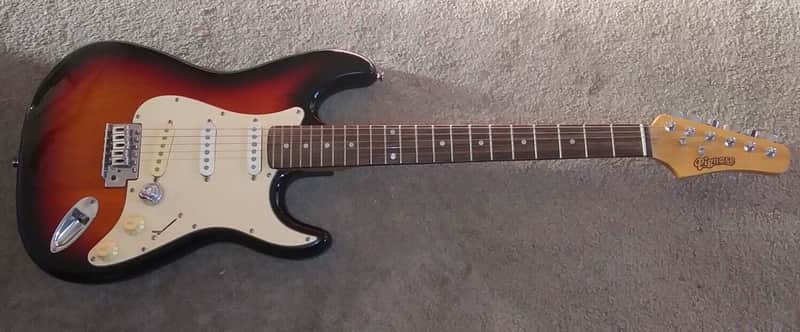 Pignose Stratocaster Electric Guitar Sunburst RARE Solid Wood Older Model image 1