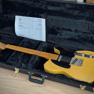 Whitfill T Custom Shop Boutique Relic Telecaster Lightweight Swamp Ash Blackguard, 3,06kg, 10" Radius uvm. 2021 - Aged Butterscotch Relic image 5