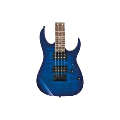 Ibanez RG Gio GRG7221QA 7-String Electric Guitar, Bound Purpleheart Fretboard, Transparent Blue Burst image 4