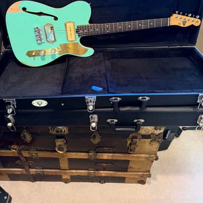 Lung semi hollow tele Custom Telecaster style 2025 - Surf green relic w/ OHSC image 1