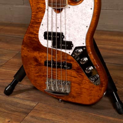 Roscoe Classic Custom 5 String PJ Jazz Bass Amber Tiger Eye Gloss w/Custom Bag image 3