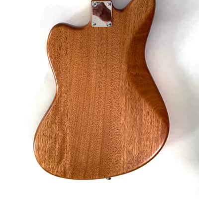Mt. Fugi Custom offset mustang style electric guitar. Natural Mahogany, Nitro (StewMac Parts) image 4