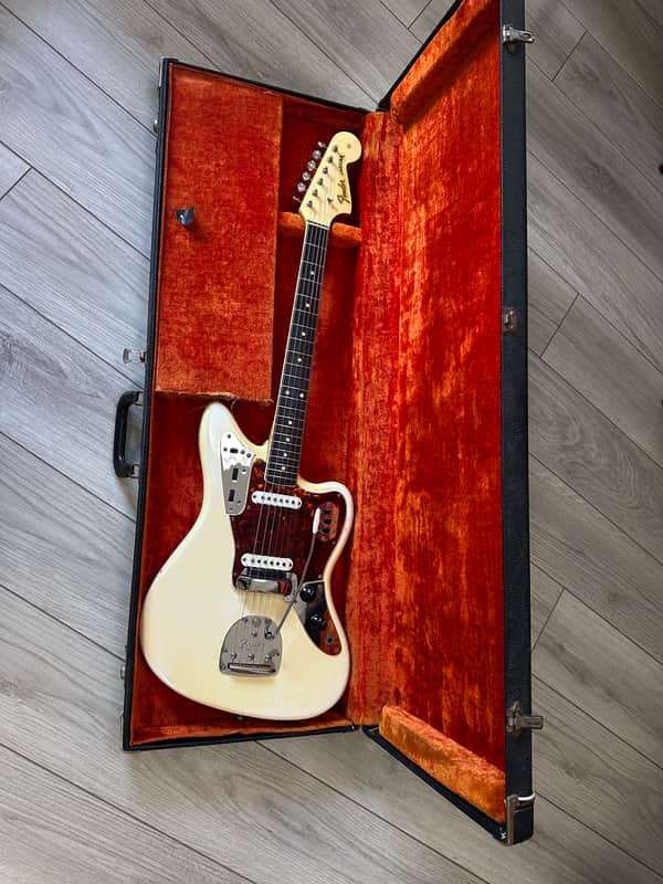 Fender Jaguar 1965 - Olympic White with Matching Headstock vintage 100% stock Johnny Marr Original Finish & Electronics – Original Case image 1