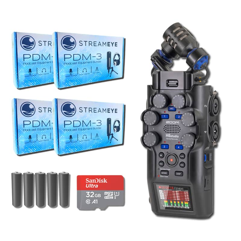 Zoom H6studio Handheld Recorder with 4x StreamEye PDM-3 Podcast Equipment Bundle Bild 1