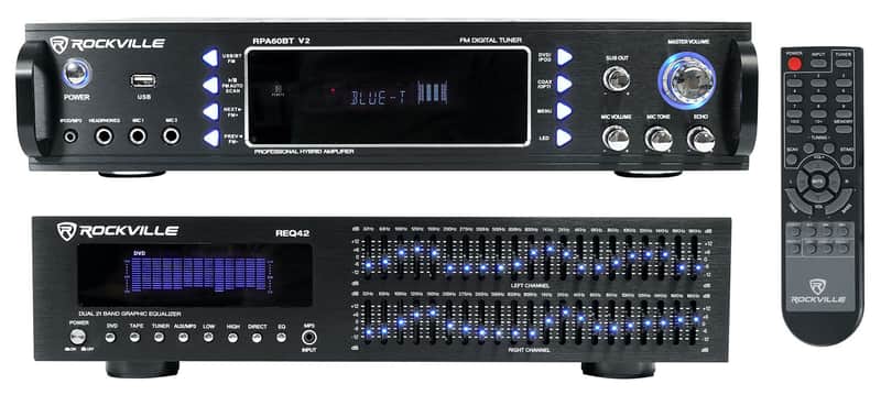 Rockville RPA60BT 1000w Home Theater Bluetooth Receiver+2 x 21 Band Equalizer EQ image 1