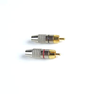 2x RCA Phone Plug Audio Video Cable Male Connector, Chrome Plated (Red & Black) image 3