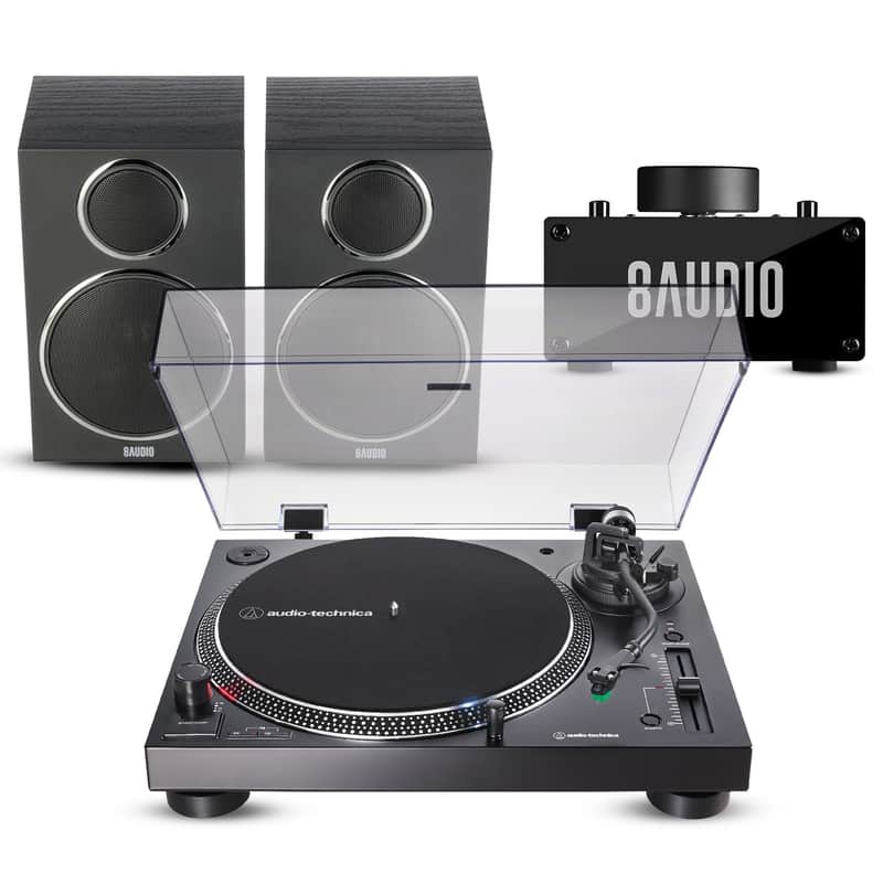 Audio-Technica AT-LP120XUSB Analog Turntable (Black) with Amplifier System image 1