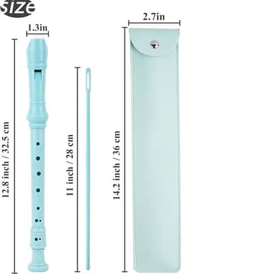 Recorder Instrument for Beginner Adults,8-Hole Soprano Descant Recorder Music Flute with with Cleaning Rod & Leather Case For Home Entertainment(2-Blue) image 2