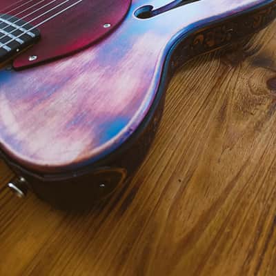 MADE TO ORDER - The Navajo Guslinger - Tribal Style Esquire Thinline Tele - Wine Red/Azul/Brown image 9