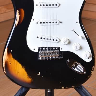 Fender Custom Shop Stratocaster 1955 Heavy Relic Aged Black over 2 Tone Sunburst 30th Anniversary #045 image 12