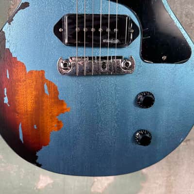 Vintage V120MR-GHB Icon Series Single Cut - Distressed Gun Hill Blue / Sunburst image 3