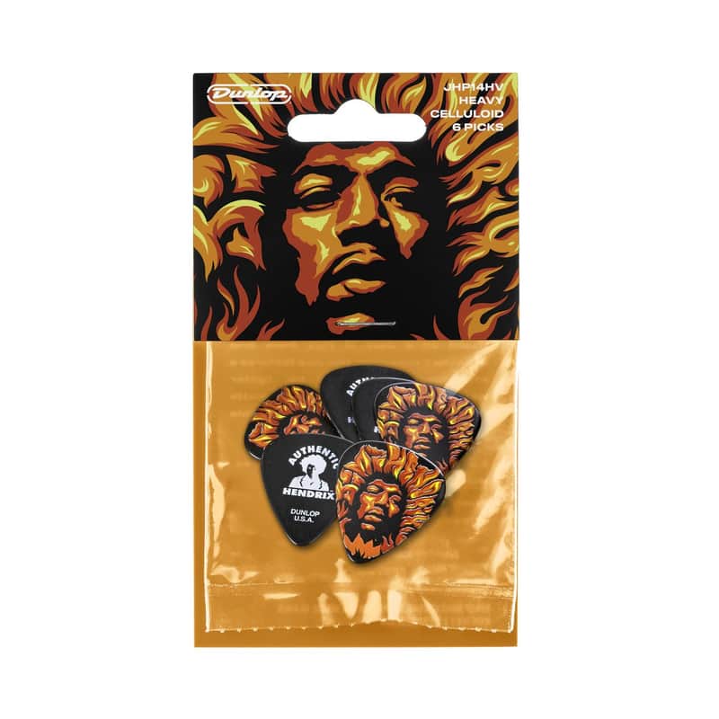 Dunlop Jimi Hendrix Guitar Picks VooDoo Fire 6 Picks Heavy .96mm image 1