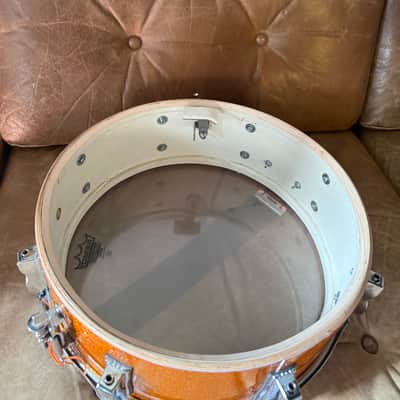 Vintage Ludwig Jazzfestival 14x5 Snare early 60ies (pre serial keystone badge) - Orange/Gold Sparkle image 6