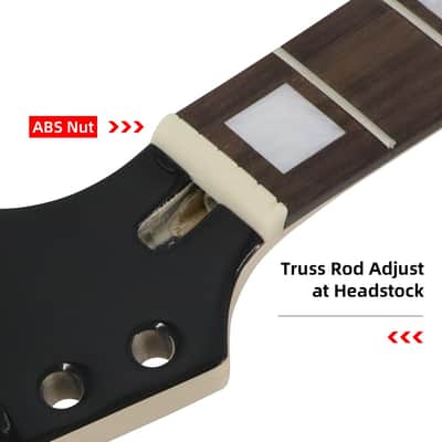Electric Guitar Neck Replacement 24 Fret 25.5 Inch Maple Rosewood Fingerboard with Trapezoid Inlay Bolt on image 2