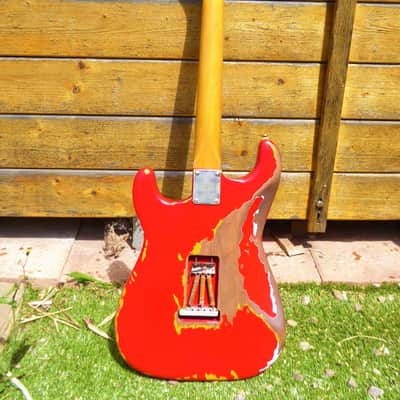 DY Guitars Gary Moore fiesta red relic strat body PRE-BUILD ORDER image 7