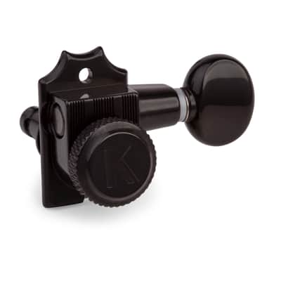 Kluson 6-In-Line Locking Revolution Series H-Mount Non-Collared Tuners, Black image 2