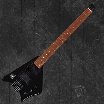 BootLegger Guitar Spade Black Headless With Stiletto Case & Flask image 6