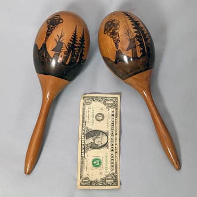 Handmade Traditional Wooden Maracas - Made in Mexico image 1