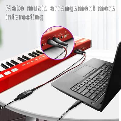 Midi Cable, Midi To Usb Interface Cable 4.5Ft,Midi Interface In-Out To Usb Cord Adapter With Indicator For Piano Keyboard To Pc Mac Laptop,Arranger Keyboard Tool image 3