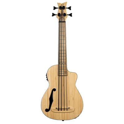 Ortega RUNAB-UB Bamboo Series Solid Bamboo Top & Neck Short Scale 4-String Acoustic-Electric Uke Bass w/Deluxe Gig Bag image 4