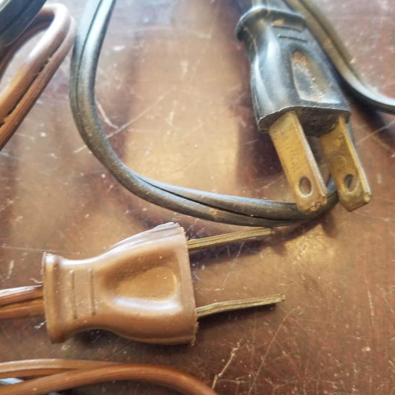 Leviton one (1) 117V Power Cord Electric Cable cut Vintage non-polarized black, brown 1940s-1960s image 1