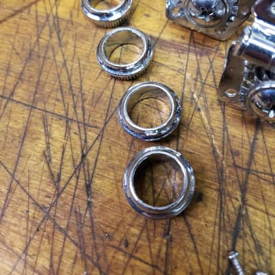 Chrome Four in line Split Shaft Bass Guitar Tuners Grommets Screws Luthier Project Parts #2 image 6