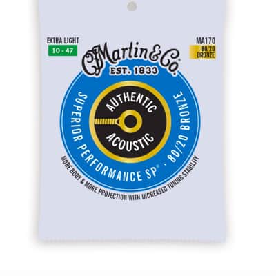 Martin MA170 Authentic Acoustic SP Guitar Strings Extra Light 80/20 Bronze 10-47 image 1