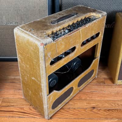 1956 Fender Bassman 5E6 Vintage Tweed Narrow Panel Pre CBS 4x10 Tube Combo Amplifier! image 9