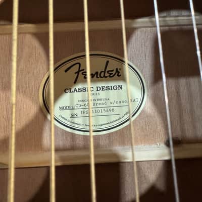 Fender CD-60 Classic Design Series Dreadnought Acoustic Guitar – Natural image 12