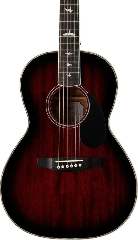 PRS SE P20E Parlor Acoustic-Electric Guitar, Solid Mahogany Top, Fire Red Burst image 1