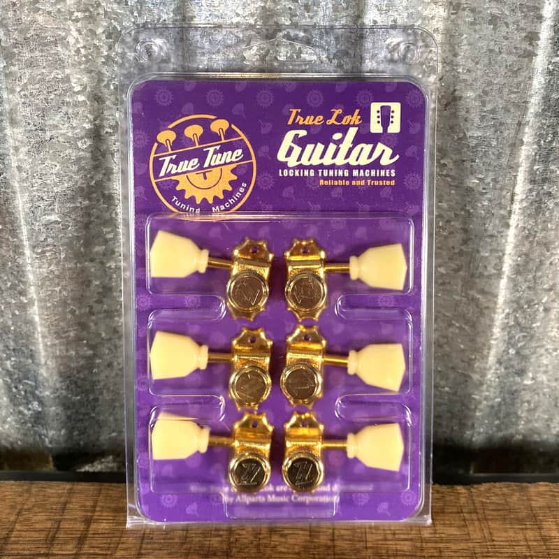 True Lok by True Tune True Lok Vintage Style Locking Tuners 3x3 for Electric Guitar - Gold Finish - New