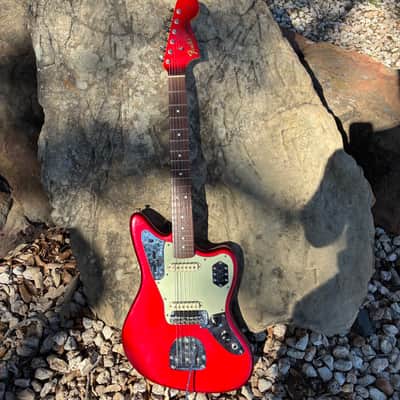 Greg Koch Fender matching head stock American Vintage '62 'Thin Skin' Jaguar 2007 - 2008 - Candy Apple Red AVRI image 2
