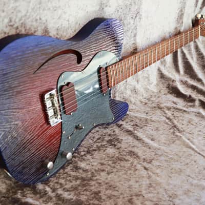 Build to Order GB Liuteria Traditional Tele Semi Hollow  red and blue image 21