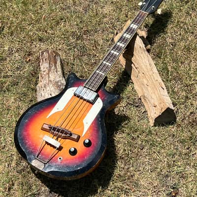 Vintage Airline Pocket Bass Guitar 1960’s - Sunburst Beat to H E Double Hockey Sticks and Ready to Roll! image 7