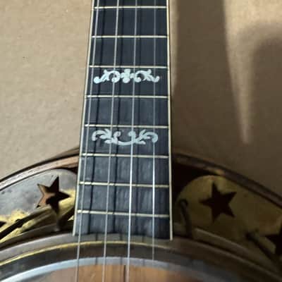 Vintage La Scala Grande Tenor Banjo w/ Original Case Ornate Inlays image 8