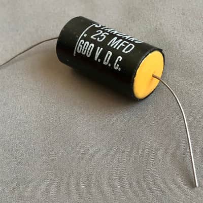 STANDARD .25 uF 600V Black Mylar Tone Capacitor, Test good, 1970s NOS image 1