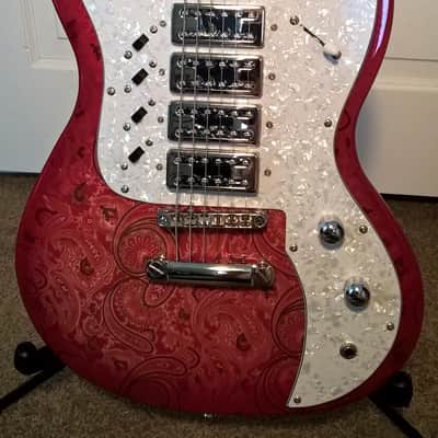 Hutchins Doodlebug -- Brand New Cond; 4 Humbuckers; Paisley & Red Transparent Finish; w/ New Gig Bag image 1