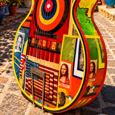 El Daga Jasper Johns "Flag Island" 2019 - Collage Dada Art Guitar. Only one. image 20