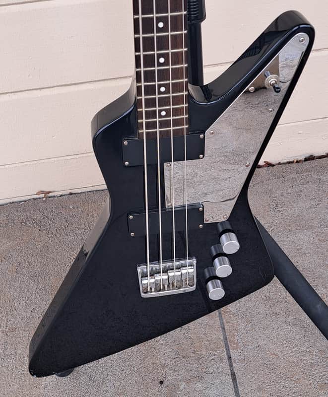 HAMER EXPLORER-STYLE BASS – “CHEAP TRICK ESSENTIAL”  IN BLACK image 1