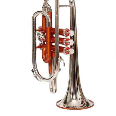SAI MUSICAL CORNET Bb PITCH COPPER COLOR +BRASS SILVER WITH CASE AND MP 2022 image 3