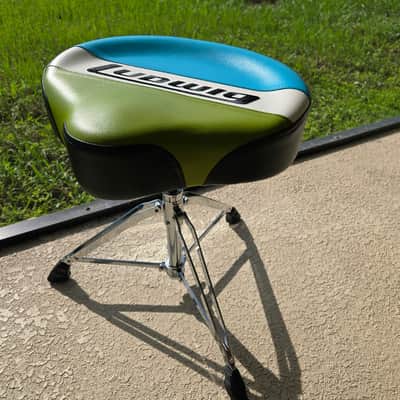 Ludwig LAC48TH Atlas Classic Saddle Throne 2010s - Chrome with Blue / Olive Seat image 2