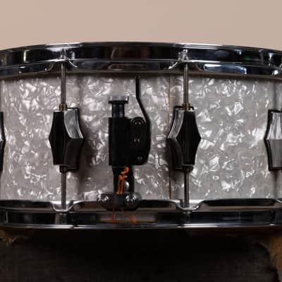 Fibes 6.5x14 White Marine Pearl Fibes Wood Snare Drum image 4