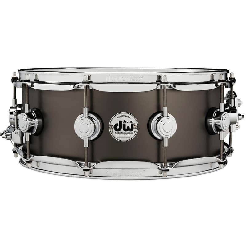 DW Collector's Series Satin Black Brass Snare Drum w/ Chrome Hardware 5.5"x14" image 1