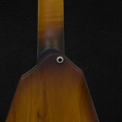 Dunable USA Custom Shop Asteroid One-of-a-Kind Wooden Binding Baphomet HH Coil Split Locking Tuners + Case image 6