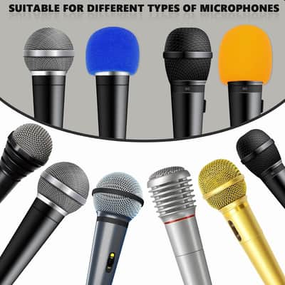 8 Pack Microphone Foam Windscreens | Mic Covers with Anti Roll Silicone Rings for Wireless Handheld Microphones image 6